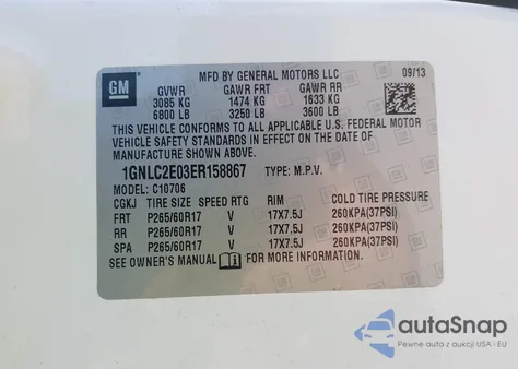 2014 Chevrolet Tahoe Commercial Fleet z USA, uszkodzony, nr VIN 1GNLC2E03ER158867